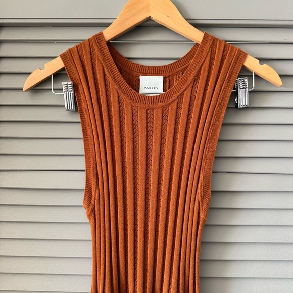 Varley | Cinnamon Orange π Florian Ribbed Knit Dress ~ Small - Picture 7 of 10